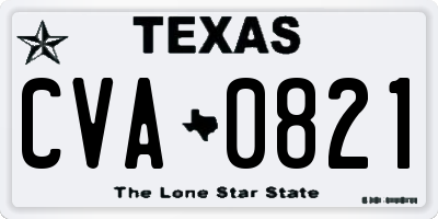 TX license plate CVA0821