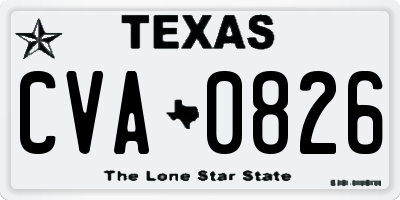 TX license plate CVA0826
