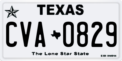 TX license plate CVA0829