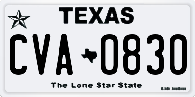TX license plate CVA0830