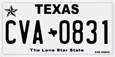 TX license plate CVA0831