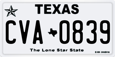 TX license plate CVA0839