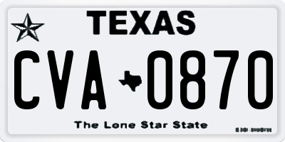 TX license plate CVA0870