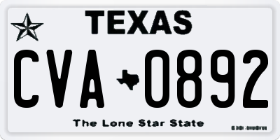 TX license plate CVA0892