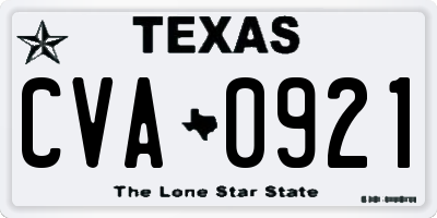 TX license plate CVA0921