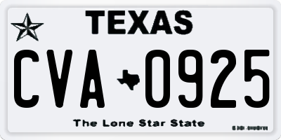 TX license plate CVA0925