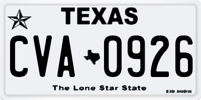 TX license plate CVA0926