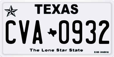 TX license plate CVA0932