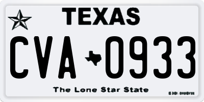 TX license plate CVA0933