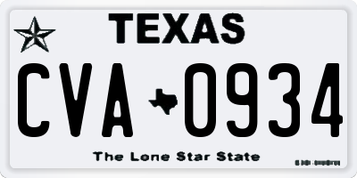 TX license plate CVA0934