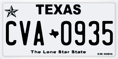 TX license plate CVA0935