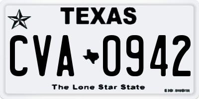TX license plate CVA0942