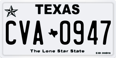 TX license plate CVA0947