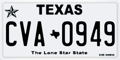 TX license plate CVA0949