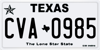 TX license plate CVA0985