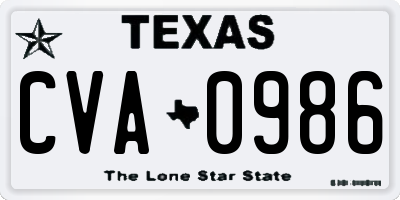 TX license plate CVA0986