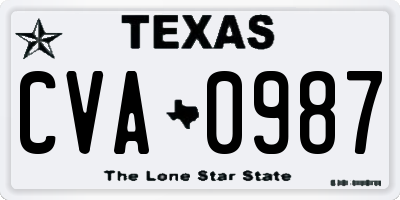TX license plate CVA0987