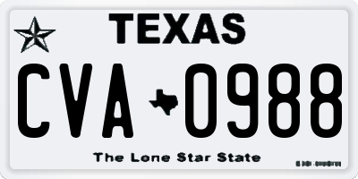 TX license plate CVA0988