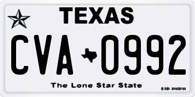 TX license plate CVA0992