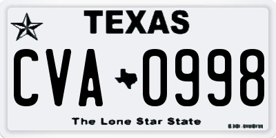 TX license plate CVA0998