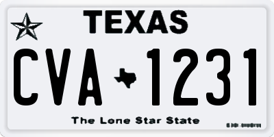TX license plate CVA1231