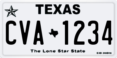 TX license plate CVA1234