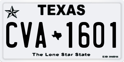 TX license plate CVA1601