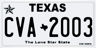 TX license plate CVA2003