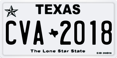 TX license plate CVA2018