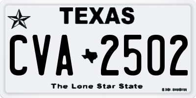TX license plate CVA2502