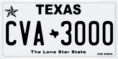 TX license plate CVA3000