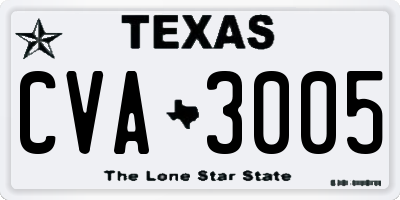 TX license plate CVA3005