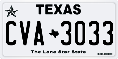 TX license plate CVA3033