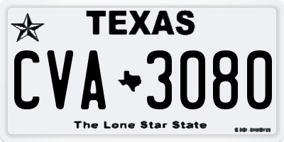 TX license plate CVA3080