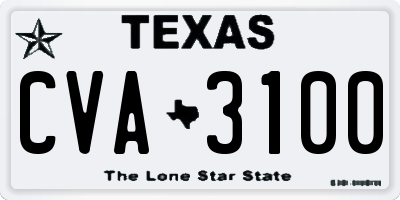 TX license plate CVA3100