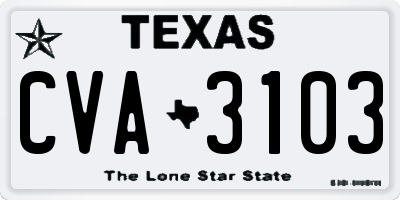 TX license plate CVA3103