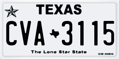 TX license plate CVA3115