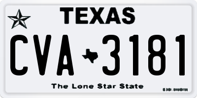 TX license plate CVA3181