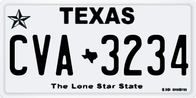 TX license plate CVA3234
