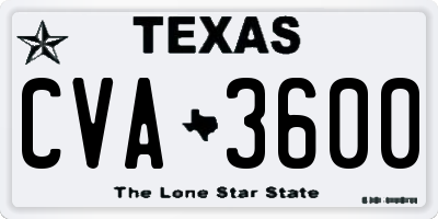 TX license plate CVA3600