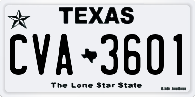 TX license plate CVA3601