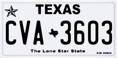 TX license plate CVA3603