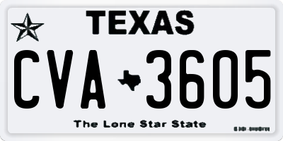 TX license plate CVA3605