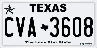 TX license plate CVA3608
