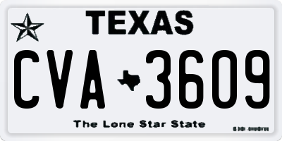 TX license plate CVA3609