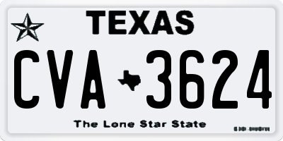 TX license plate CVA3624