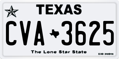 TX license plate CVA3625