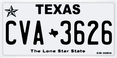 TX license plate CVA3626