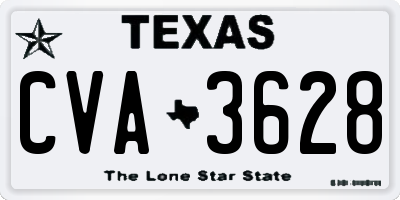 TX license plate CVA3628