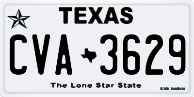 TX license plate CVA3629